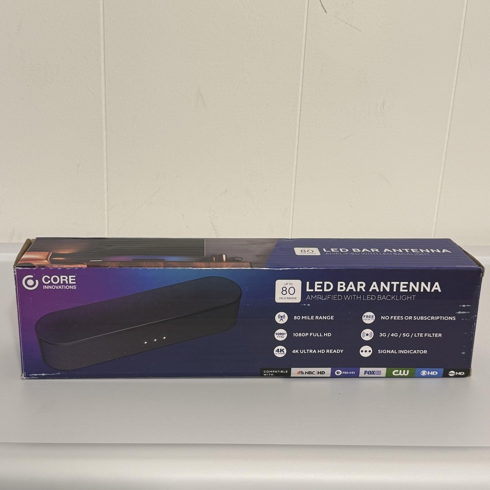 Core Innovations LED Bar Antenna Amplified Indoor 80 Mile 4K 1080p ANT80LAB